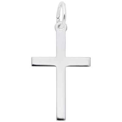 Plain Cross Charm in 14K White Gold