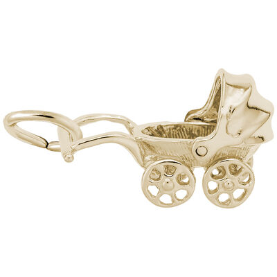 Baby Carriage Charm in 14K Yellow Gold