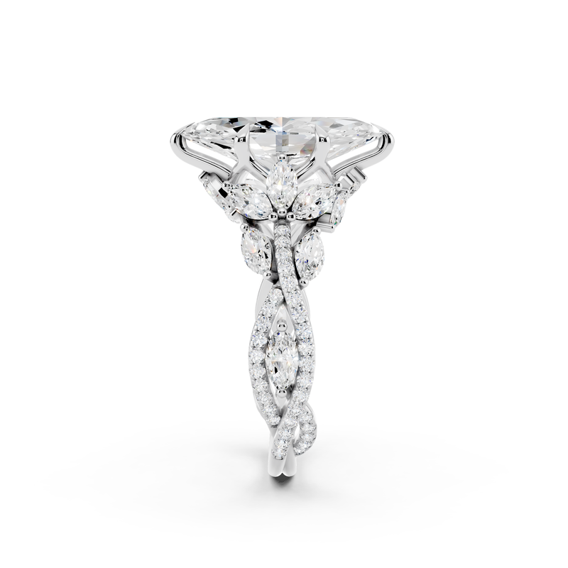 Marquise Lab Grown Diamond 4 4/5ctw. Twist Engagement Ring in 14k White Gold image number null