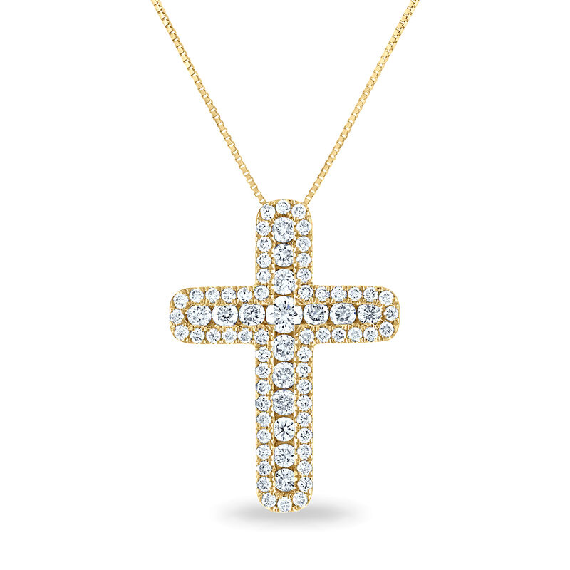 Lab Grown 1.05ctw. Diamond Cross Pendant in 14k Yellow Gold image number null