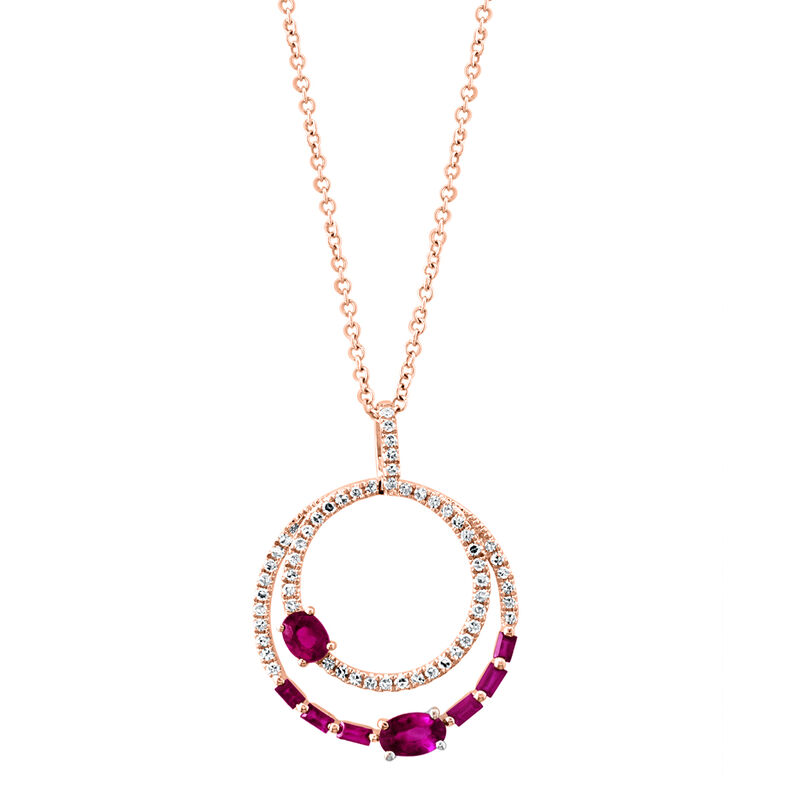 EFFY Ruby & Diamond Pendant in 14k Rose Gold image number null