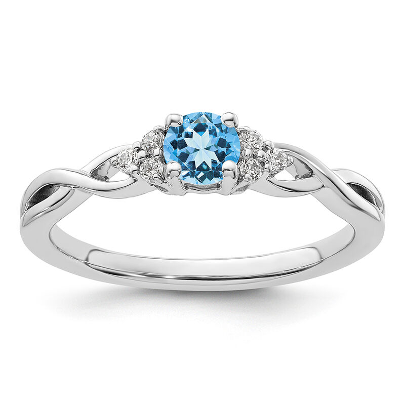 Blue Topaz & Diamond Promise Ring in 10k White Gold image number null