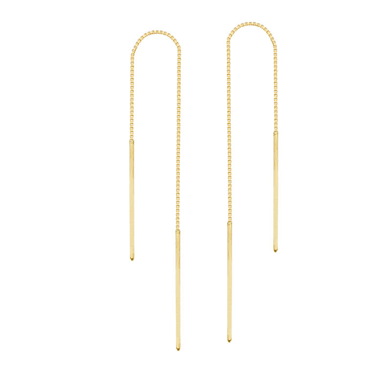 Bar Box Chain Threaded Dangle Earrings in 14k Yellow Gold image number null