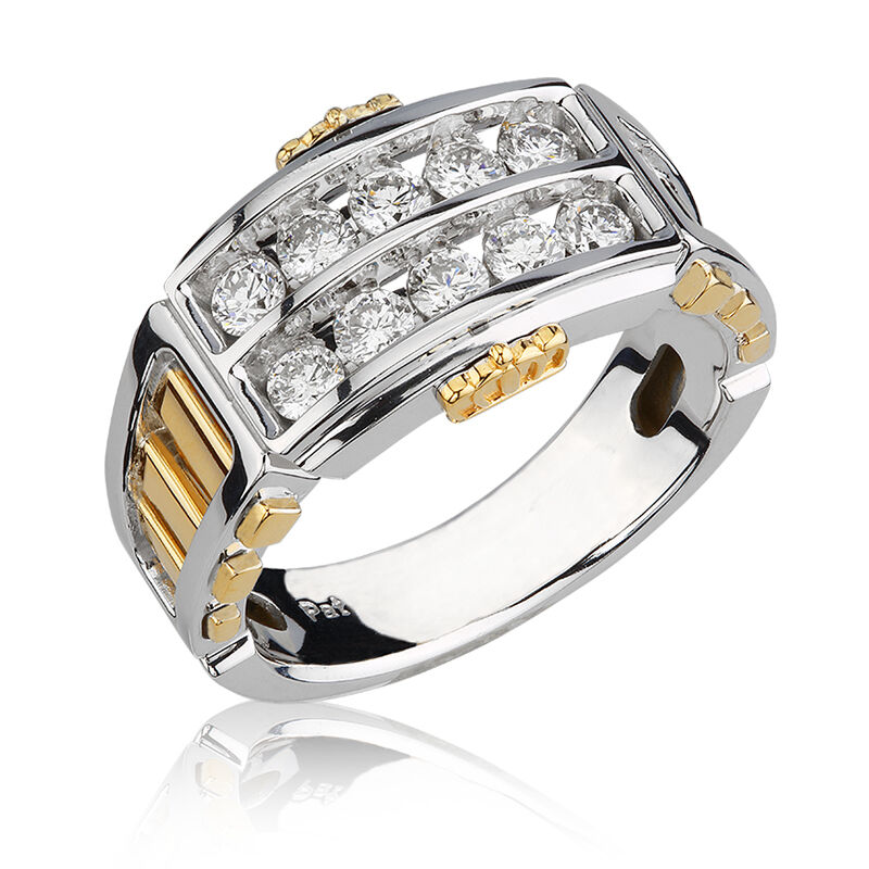 JK Crown: Men's 1ctw. Diamond Ring in White & Yellow Gold image number null