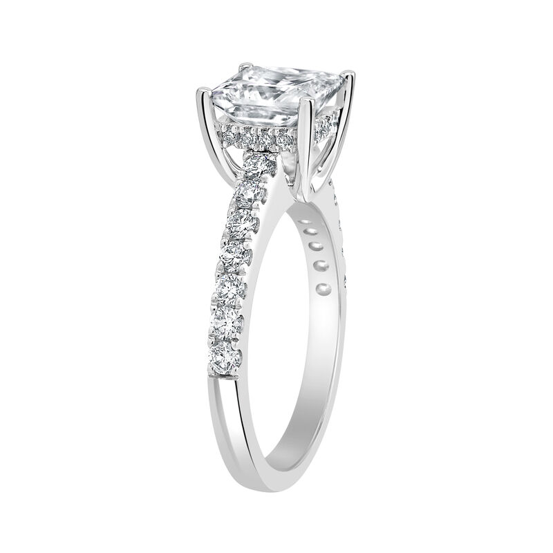 Princess-Cut Lab Grown 2 5/8 Diamond Hidden Halo Classic Cathedral Engagement Ring in 14k White Gold image number null