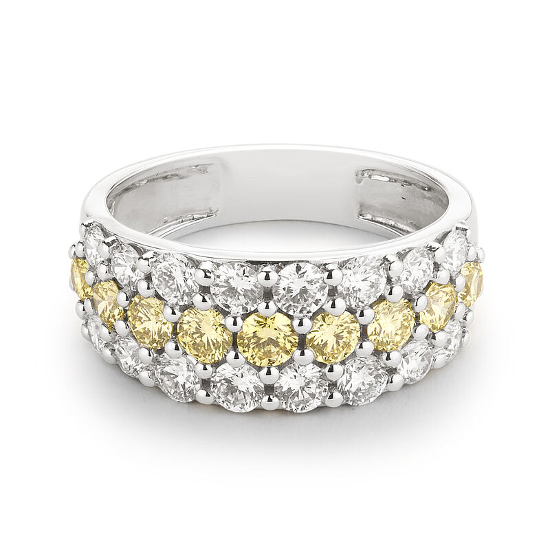 Lab Grown Yellow and White Diamond 2ctw. Multi Row Wedding Ring in 14k White Gold image number null
