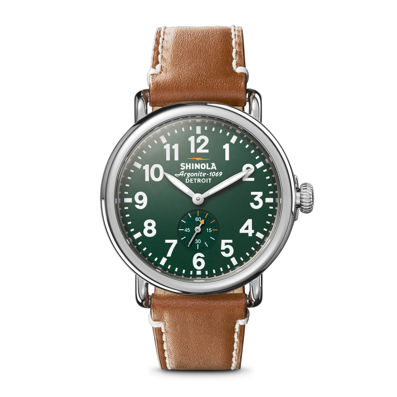 Shinola Men's Runwell Stainless Steel Green Dial Tan Leather Strap 41mm Watch S0110000026 image number null