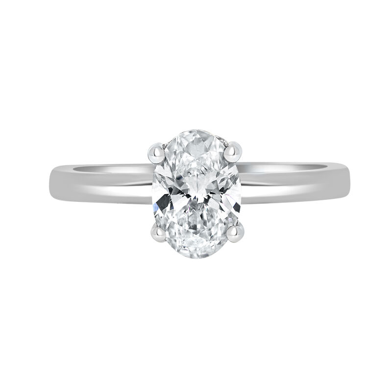 Oval-Cut Lab Grown 1 1/2ct. EF VS Diamond Hidden Halo Solitaire Engagement Ring in 14k White Gold image number null