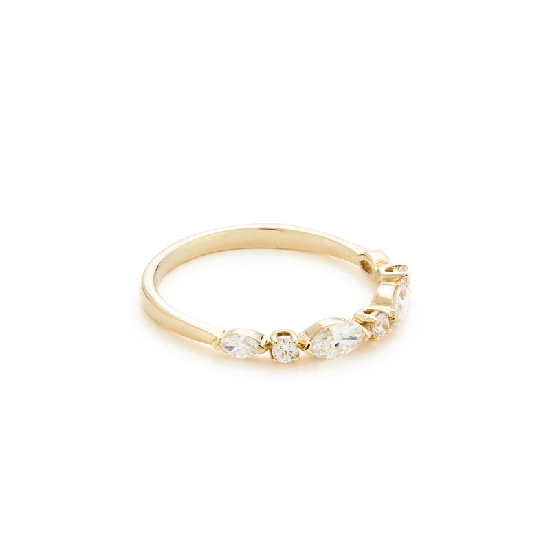 Diamond 1/2ctw. Marquise & 14k Yellow Gold Anniversary Ring image number null