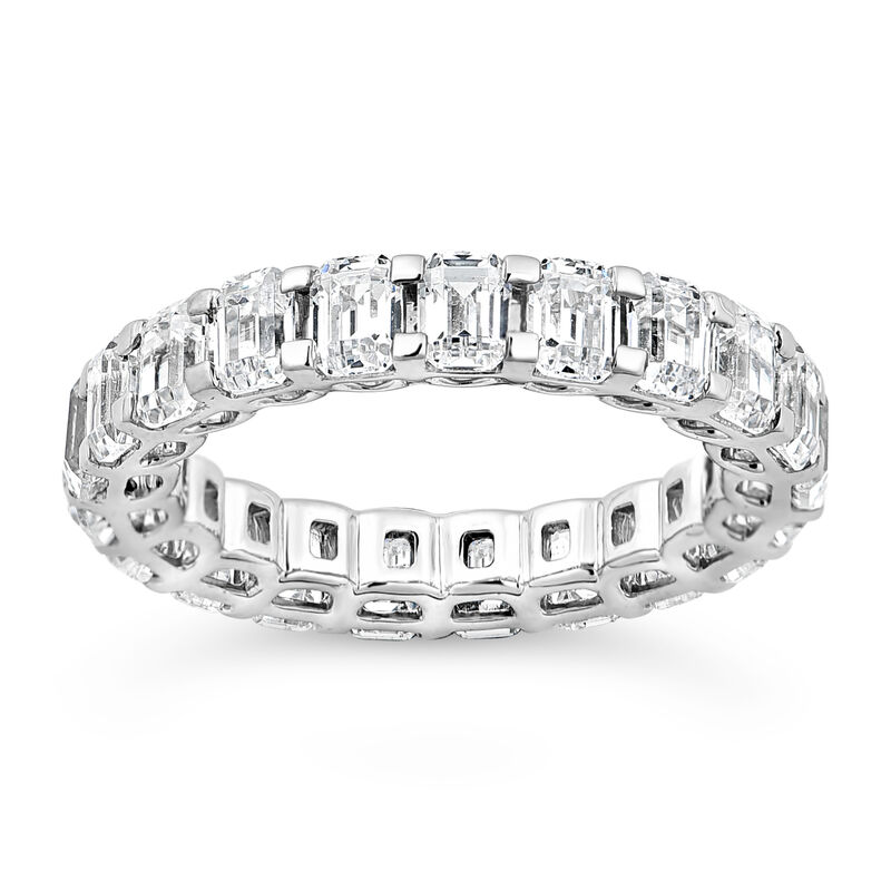 Lab Grown Emerald-Cut 4.20ctw. Diamond Eternity Band in 14k White Gold image number null