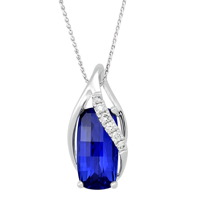 Chatham Cushion-Cut Created Sapphire Pendant in 14k White Gold image number null