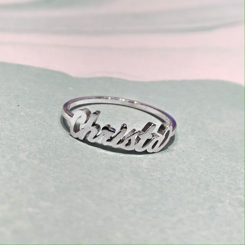 Laser Polished Script Name Ring in Sterling Silver (up to 9 letters) image number null