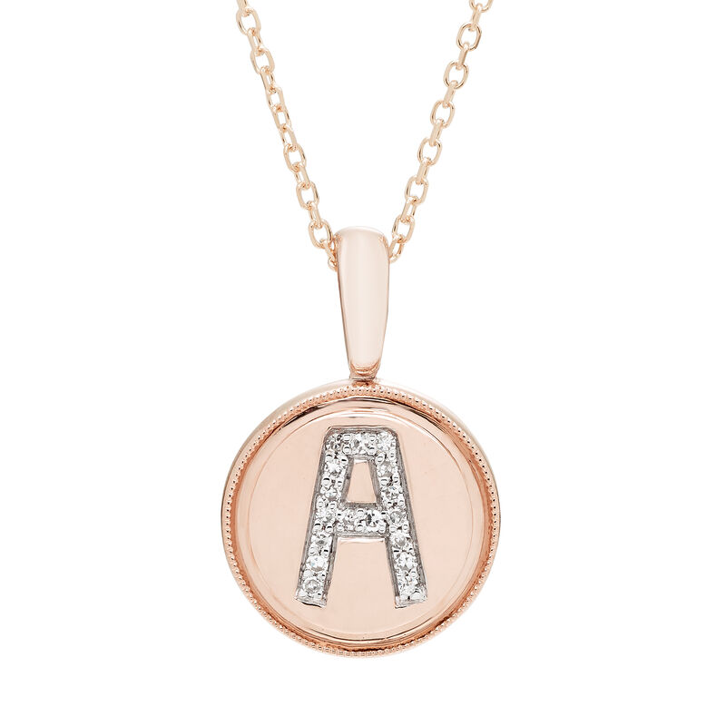 Diamond Initial A Pendant in 14k Rose Gold image number null