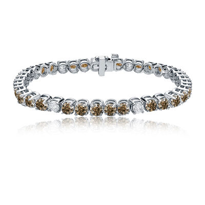 Champagne & White 7ctw. Diamond Tennis Bracelet in 14k White Gold