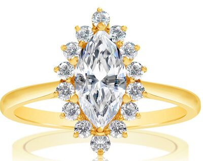 Melrose. Lab Grown 1 1/2ctw. Diamond Halo Engagement Ring in 14k Yellow Gold