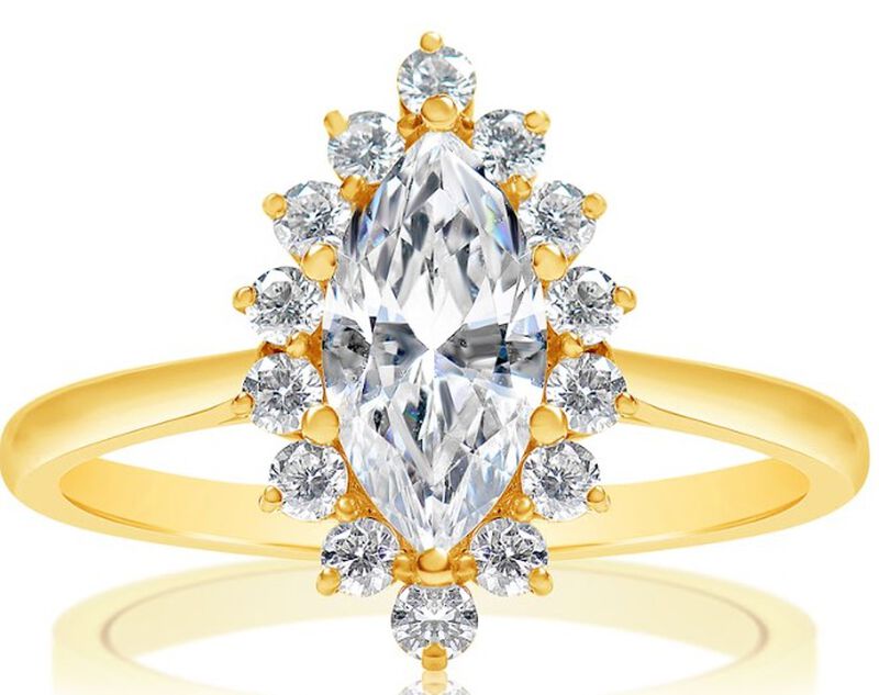 Melrose. Lab Grown 1 1/2ctw. Diamond Halo Engagement Ring in 14k Yellow Gold image number null