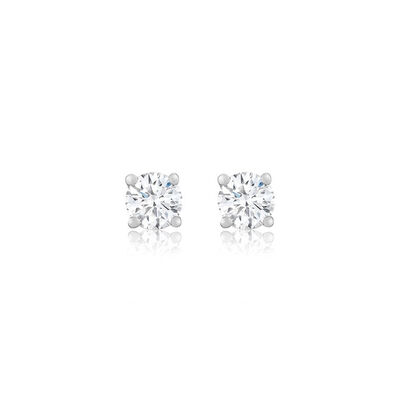 Lab Grown 3/4ct. Diamond Classic Round Solitaire Stud Earrings in 14k White Gold