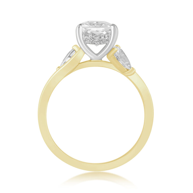 Radiant Lab Grown Diamond 3 1/2ctw. Hidden Halo Three Stone Engagement Ring in 14k Yellow Gold image number null