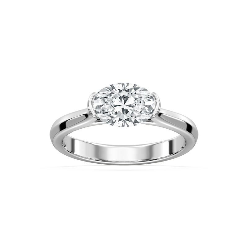 Oval Lab Grown Diamond 3ctw. East West Solitaire Engagement Ring in 14k White Gold image number null