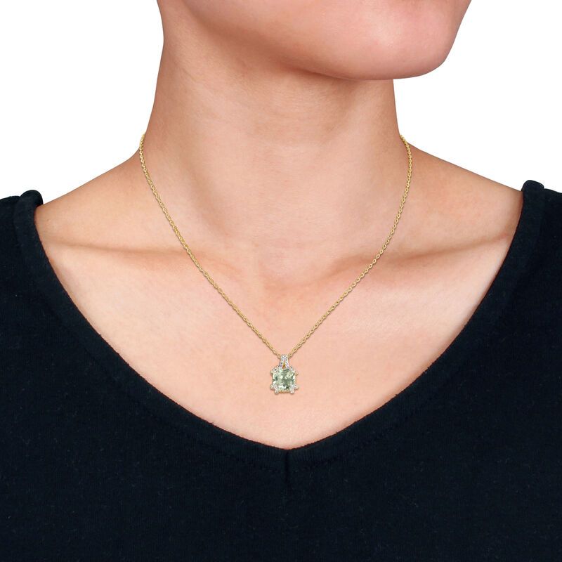 Green Quartz & White Topaz Necklace in Gold Plated image number null