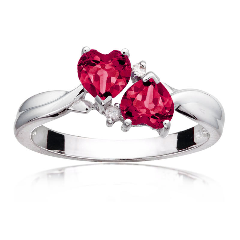 Double Heart Ruby & Diamond Ring image number null
