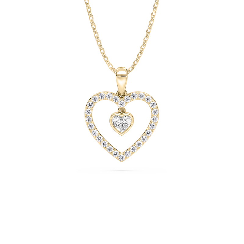 Lab Grown Diamond 1/2ctw. Heart Pendant in 10k Yellow Gold image number null