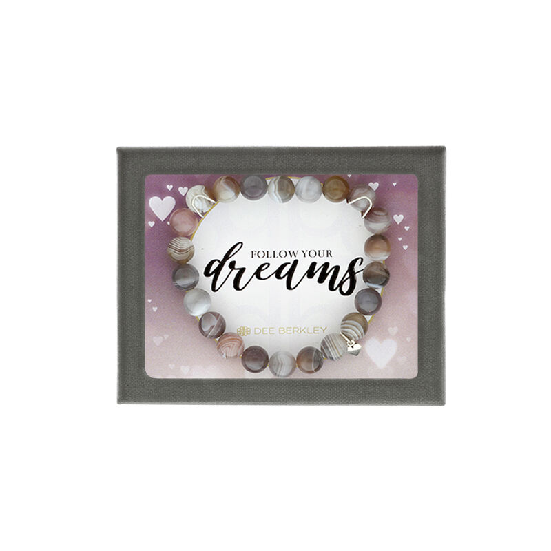 "Follow your Dreams" Purple Botswana Bracelet in Sterling Silver image number null