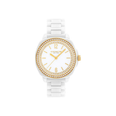 Coach Ladies White Dial White Bracelet 34mm Watch 14504562