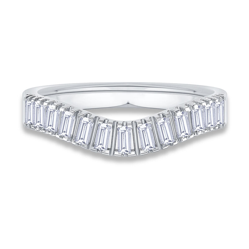 Diamond Baguette Contour & 14k White Gold Anniversary Ring image number null