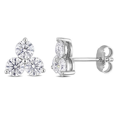 Trilogy 2 1/6ctw. Created Moissanite Stud Earrings in Sterling Silver
