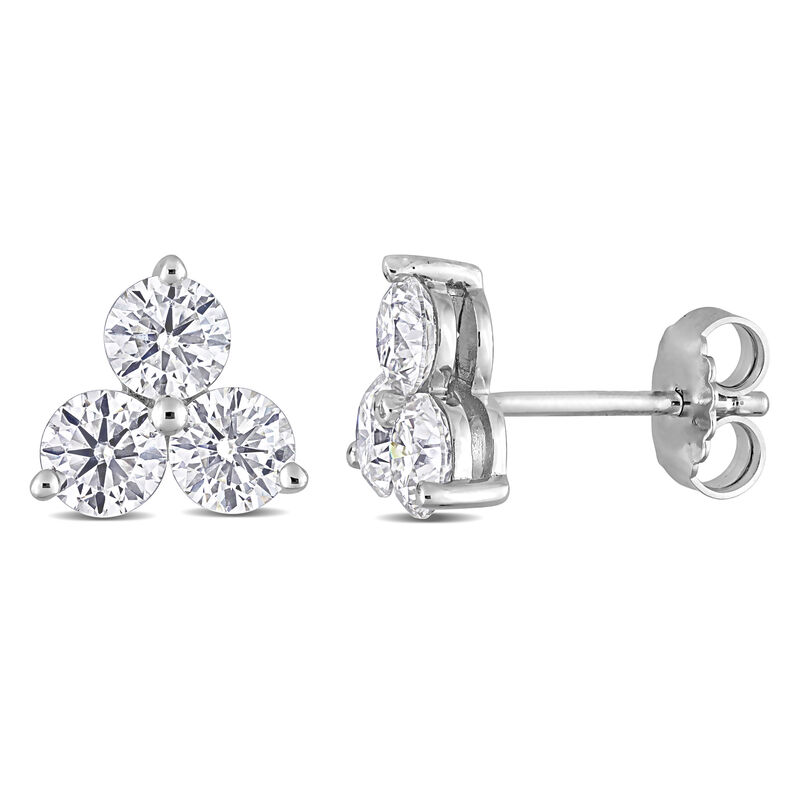 Trilogy 2 1/6ctw. Created Moissanite Stud Earrings in Sterling Silver image number null