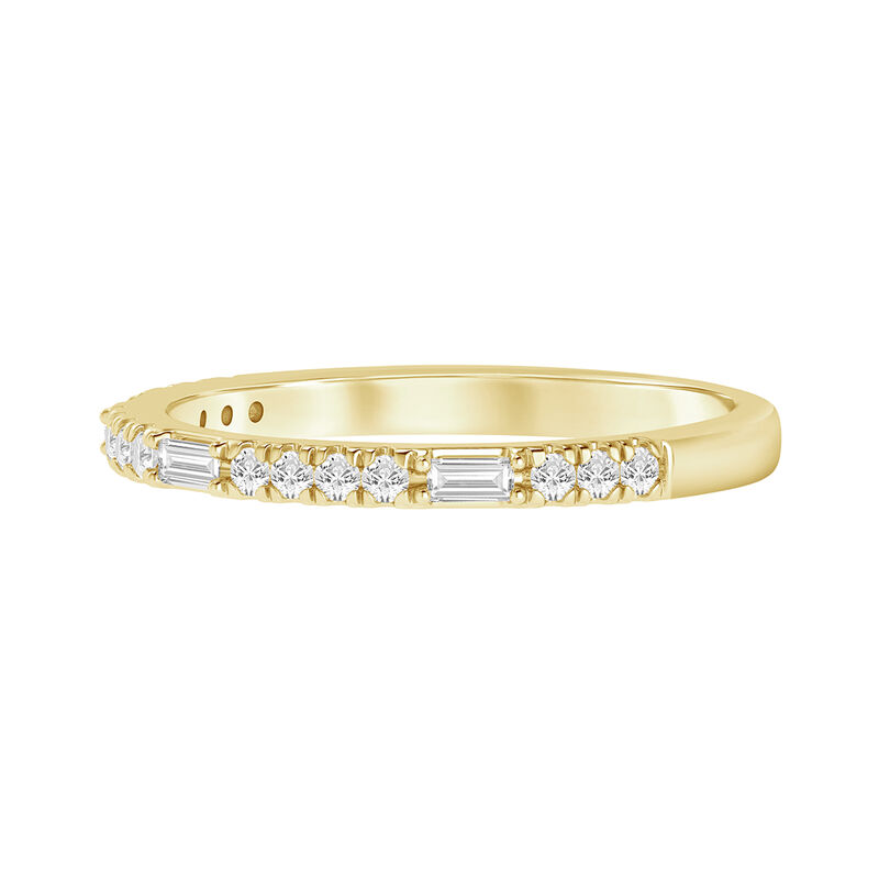 Lab Grown Diamond 1/5ctw. Baguette Stackable & 10k Yellow Gold Anniversary Ring image number null