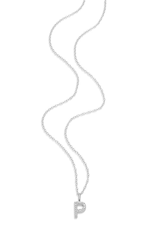 Lab Grown Diamond Letter P Initial Pendant Necklace in Sterling Silver image number null