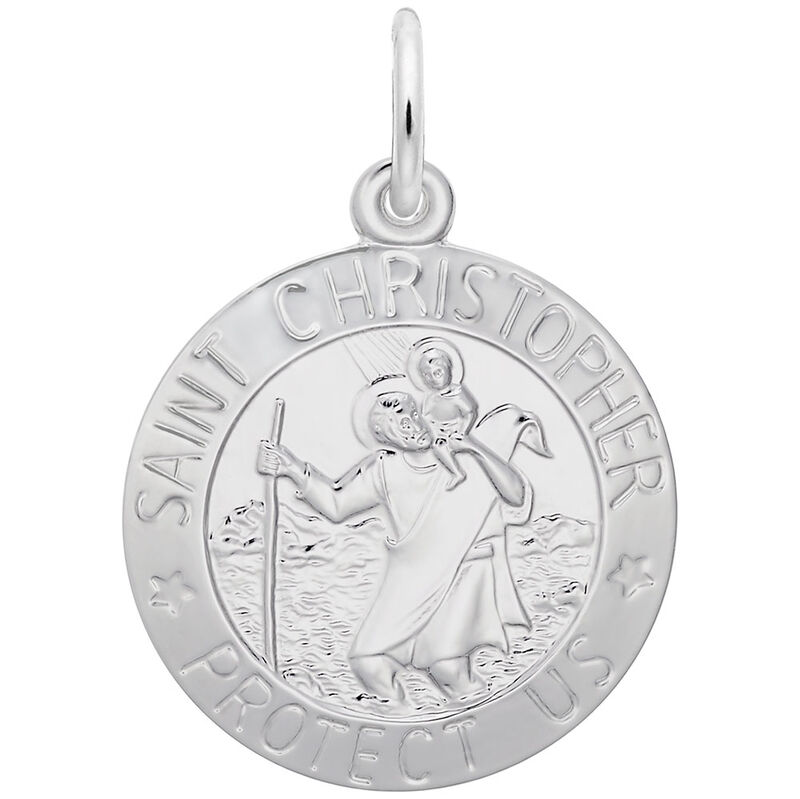 St. Christopher Charm in 14K White Gold image number null