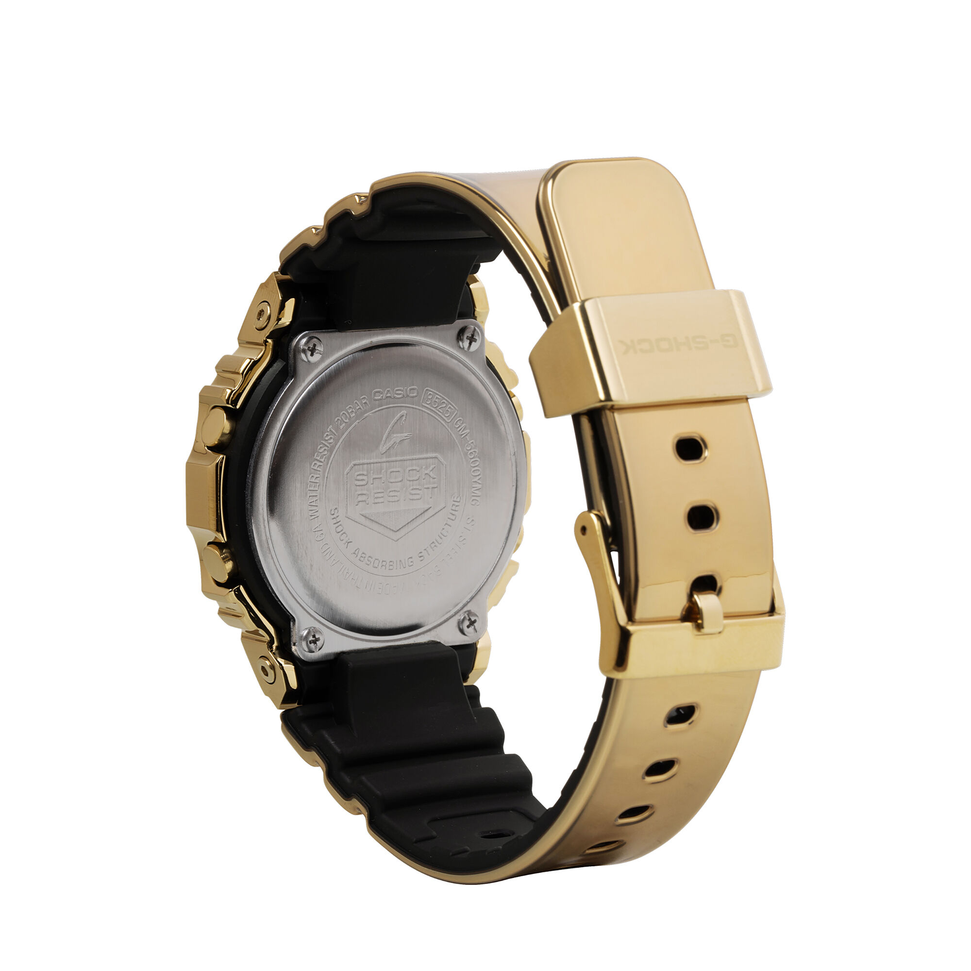 G-Shock Men's 5600 Digital Gold Dial Gold Silicone Strap 43mm