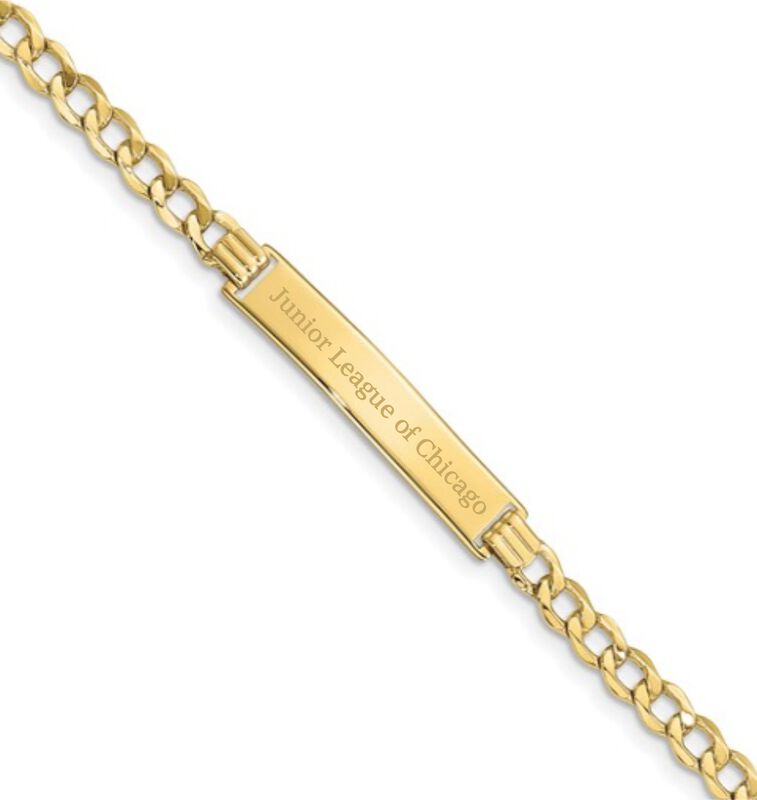 Junior League of Chicago Link ID Bracelet in 10k Yellow Gold image number null