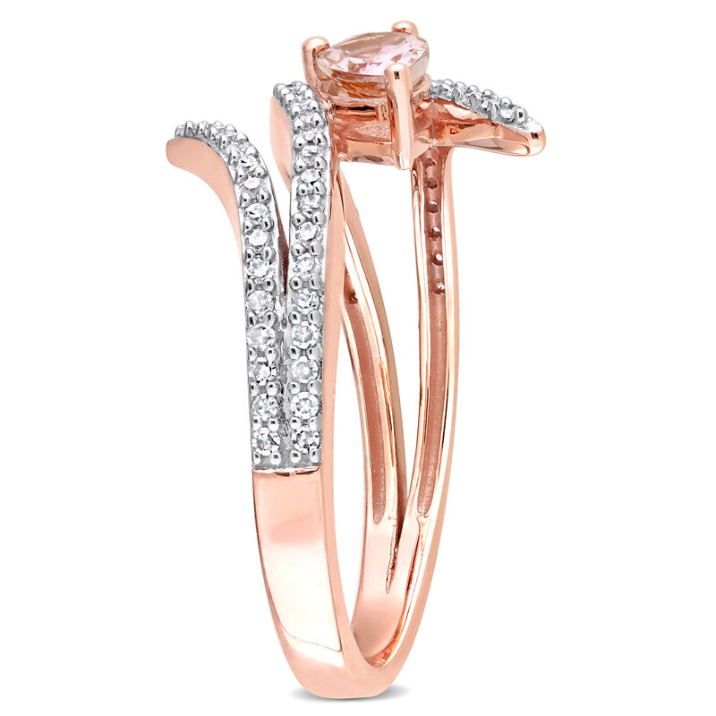 Pear-Cut Morganite Bypass Ring in 10k Rose Gold image number null