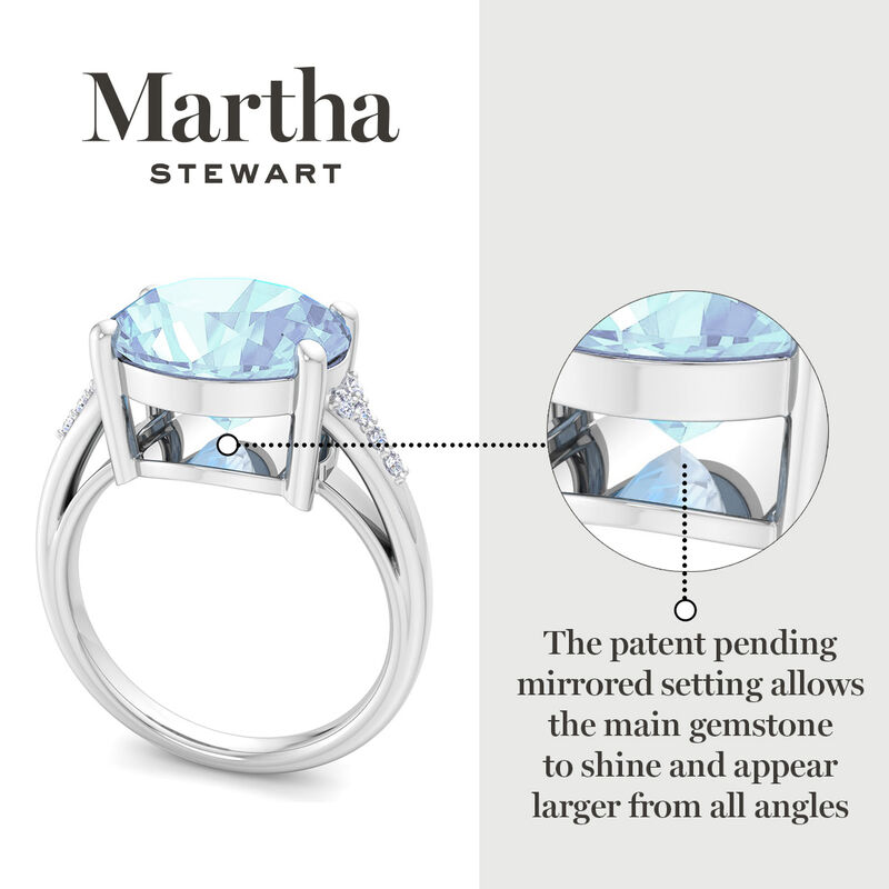 Martha Stewart Oval Aquamarine and Lab Grown Diamond Ring in Sterling Silver image number null