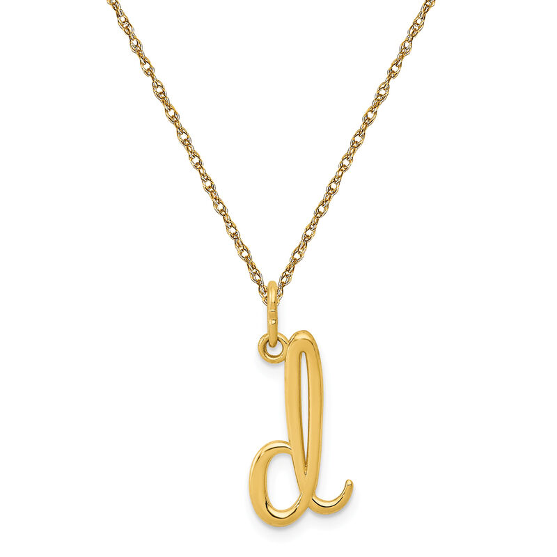 Script D Initial Necklace in 14k Yellow Gold image number null