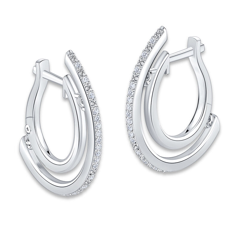 Brilliant-Cut .16ctw. Diamond Fashion J-Hoops in Sterling Silver image number null