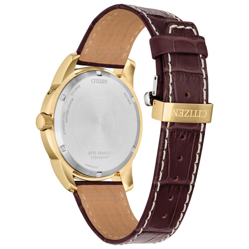 Citizen Men's Calendrier Gold-Tone Beige Dial Brown Leather Strap 42mm Watch BU0082-06P image number null