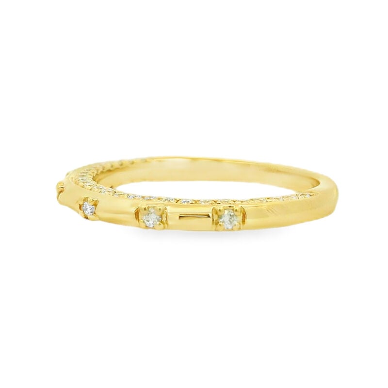 Round Diamond 2/5ctw. Knife Edge Side Accent Wedding Ring in 14k Yellow Gold image number null