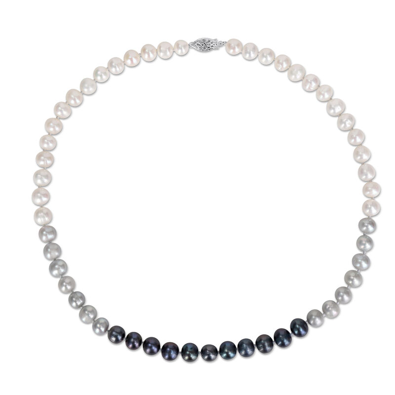 7.5-8mm Multi-Colored White Grey Black Cultured Freshwater Pearl Necklace 17.5" image number null