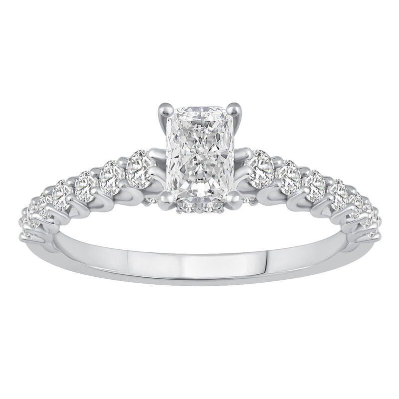 Radiant Lab Grown Diamond 1ctw. Classic Engagement Ring in 14k White Gold image number null