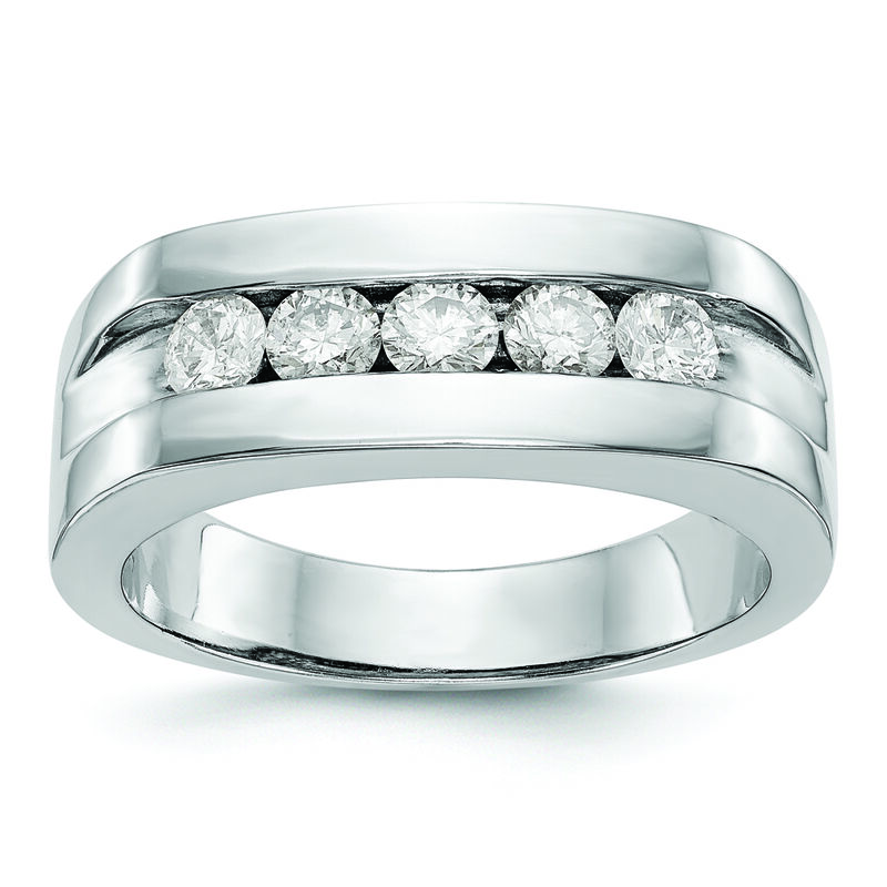 Lab Grown 3/4ct. Diamond 5-Stone Channel Band in 14k White Gold image number null