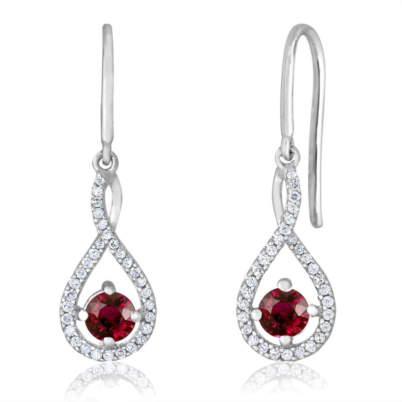 Ruby Twist Dangle Infinity Diamond Earrings in Sterling Silver image number null