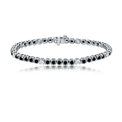 Black & White 5ctw. Diamond Tennis Bracelet in 14k White Gold