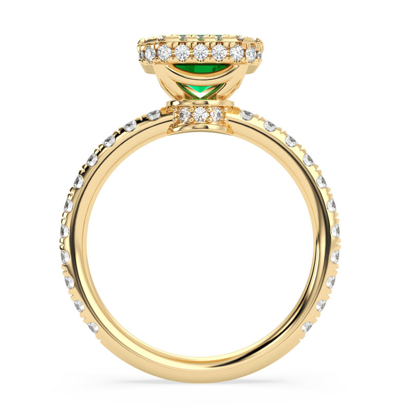 Emerald-Cut Created Emerald & Lab Grown Diamond Ring in 14k Yellow Gold image number null