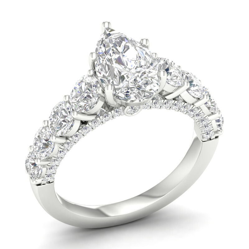 Pear-Shaped Lab Grown 3.75ctw. Diamond Cathedral Engagement Ring in 14k White Gold image number null