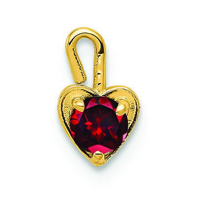 January Synthetic Birthstone Heart Charm in 14k Yellow Gold